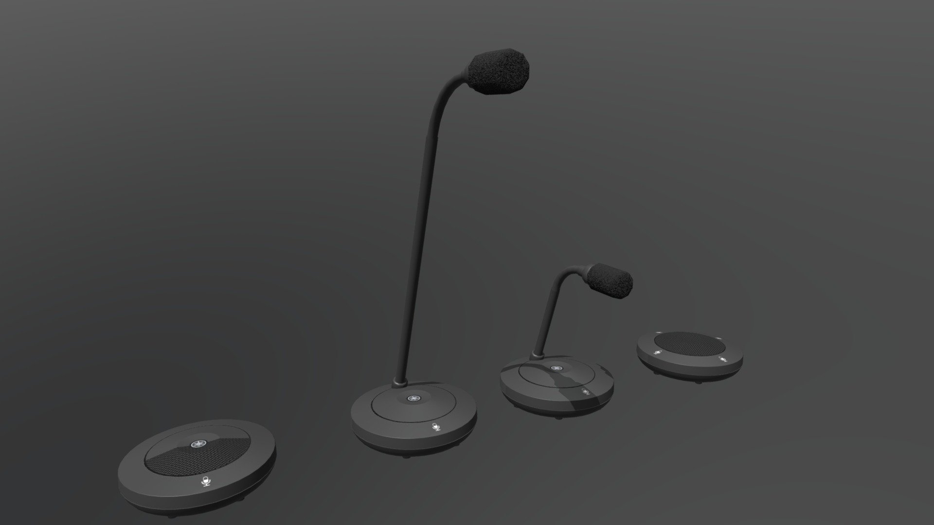 Part of the ADECIA series of Dante-networked wireless conferencing components, the black Yamaha RM-WDR is a wireless tabletop microphone designed to be positioned on a conference table to provide a comfortable audio conferencing experience with no configuration needed. The mic captures consistent, crystal-clear audio for highly intelligible speech and natural-sounding conversations in conference calls, video conferences, remote collaborations, and distance learning. The microphone is well suited for small- to medium-sized training rooms, conference rooms, classrooms, multipurpose rooms, or boardrooms.

This was modelled for use in ModusVR. Modus VR is an immersive space and design tool for Residential and Commersial Use. You can see more about it by going to ModusVR.com - Yamaha's W-Series Room Mics - 3D model by Caboose3d 3d model