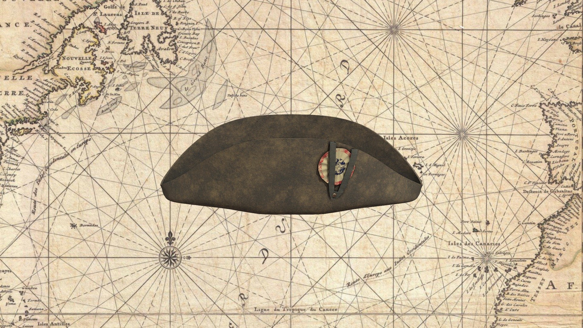 Modélisation et texture d'un Chapeau bicorne révolutionnaire en feutreChapeau bicorne révolutionnaire en feutre - Chapeau bicorne révolutionnaire en feutre - 3D model by L'Atelier 5D (@lesateliers3d_officiel) 3d model