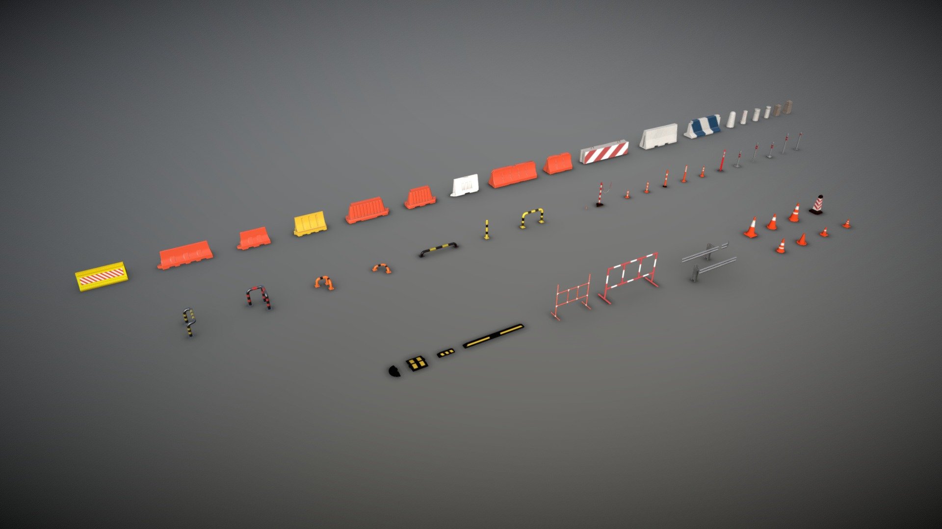 Game ready low poly road props models with PBR materials and atlas textures. 



Features:


Total tris 19313 




Contains:

 58 different models of road propps, some of them you can mix at your discretion;
 - Game_Ready_Road_Props - 3D model by Moon_Studio 3d model