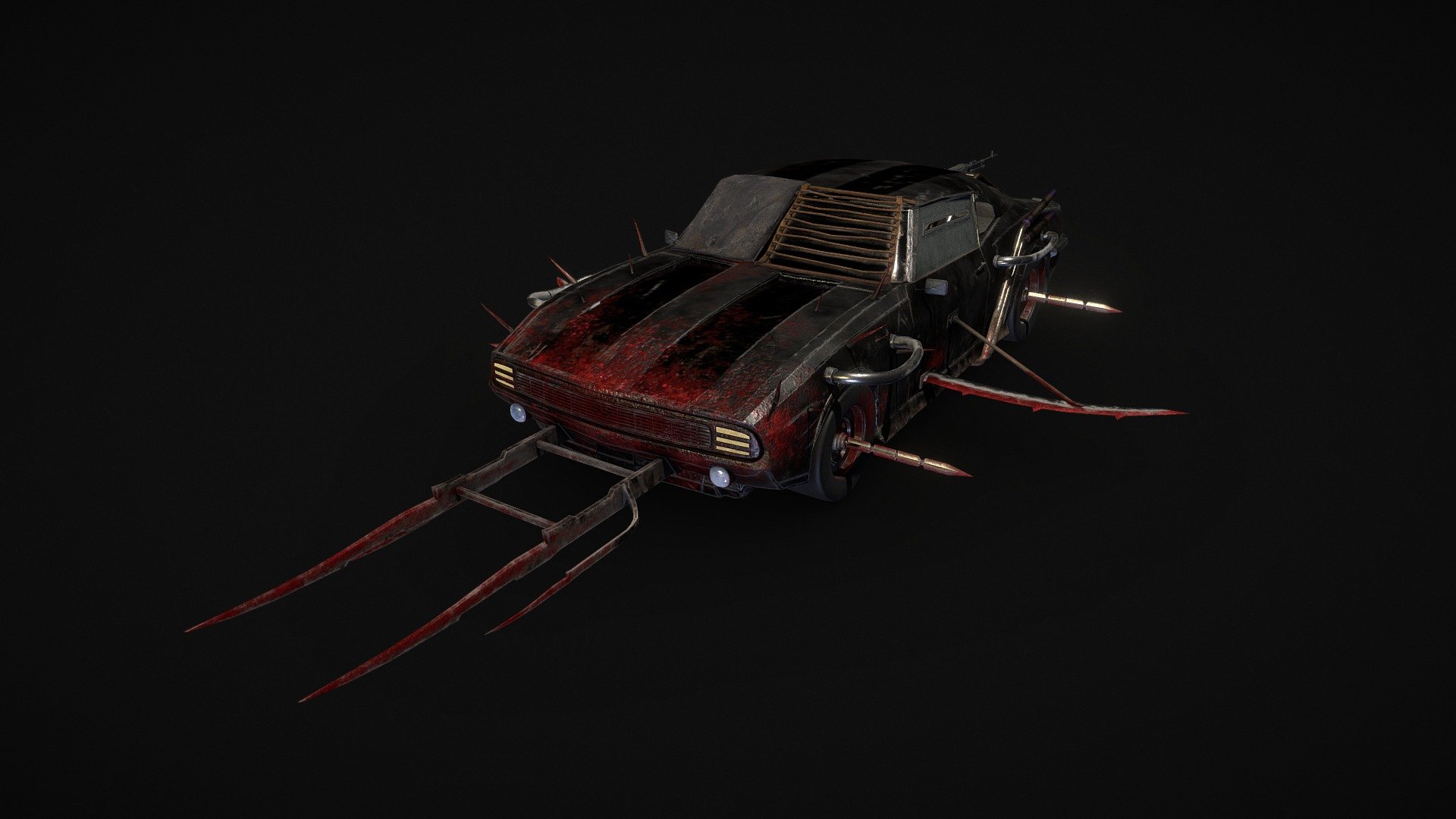 my favorite car put in a zombie apocalypse context with Mad Max influences for the post apo side 

Hope you enjoy it 

Stay tech - Chevrolet Camaro SS 69 "Deathruction Car" - 3D model by Nokk_Noctem 3d model