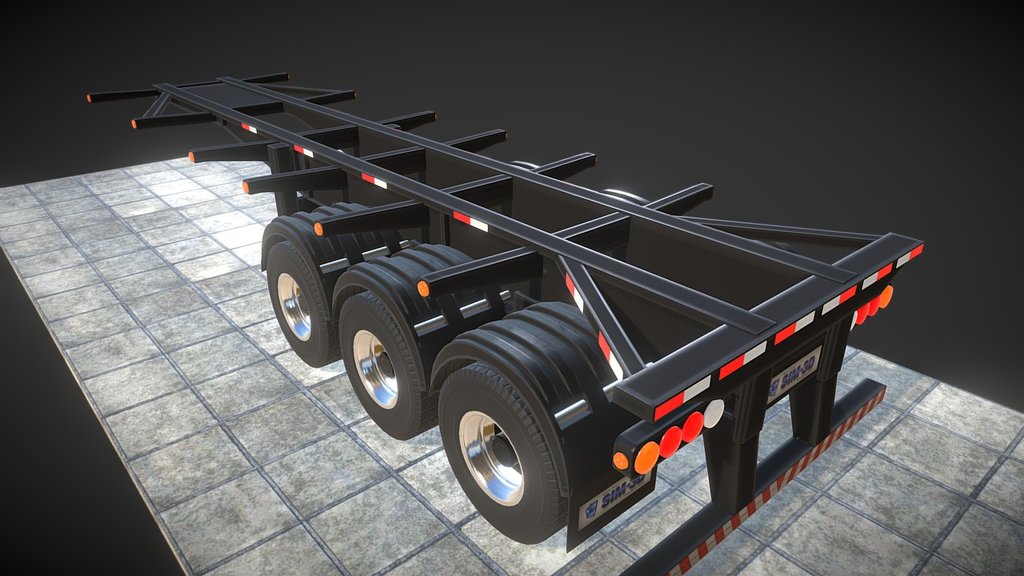 Porta Container - Bitrem 9 Eixos - (Parte Traseira) - Bitrem 9 Eixos - ChassisT - PContainer - 3D model by dalcezar 3d model