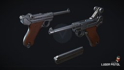 WW2 Luger Pistol ww2, wwii, 4k, hq, pistol, luger, unity5, riggable, unity2017, velkinlabs, weapon, unity, unity3d, asset, pbr, gun