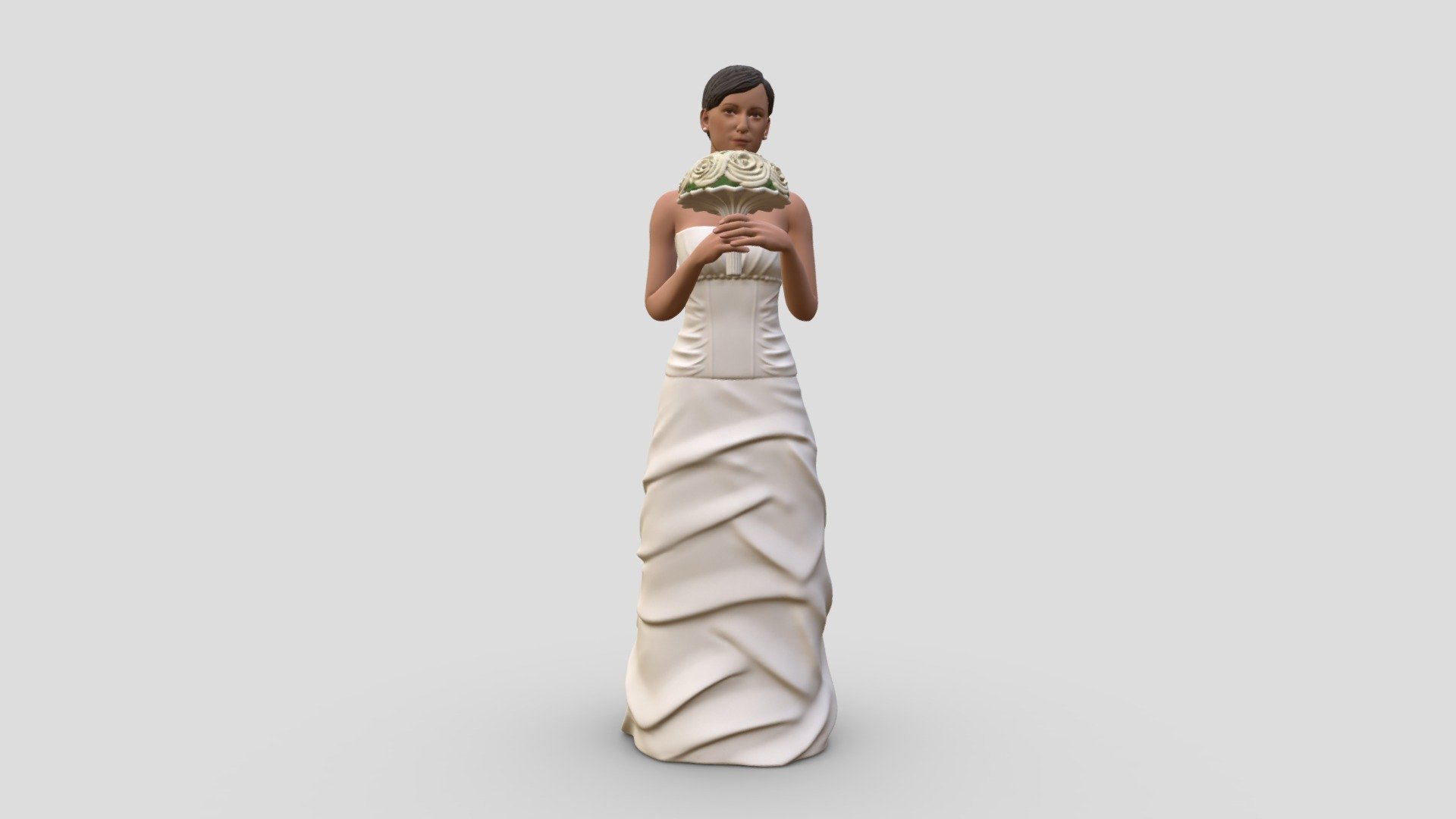 We provide unique 3d scanned models with realistic proportions for closeup and medium-distance views in artworks, paintings and classes. As well as architectural visualization projects.

Main features:




high-end realistic 3d scanned model;

realistic proportions;

highest quality;

low price;

saves you time for more time in landscaping and interiors visualization.

FEATURES 




3d scanned model 

Extremely clean

Edge Loops based

smoothable

symmetrical

professional quality UV map

high level of detail

high resolution textures

real-world scale

system unit: cm

TEXTURES 




Textural Resolution: 4096 x 4096

Color Map

The model is suitable for stereolithography 3d printing 

The model is also ready for fullcolour 3d printing - Bride 1009 - Buy Royalty Free 3D model by 3DFarm 3d model