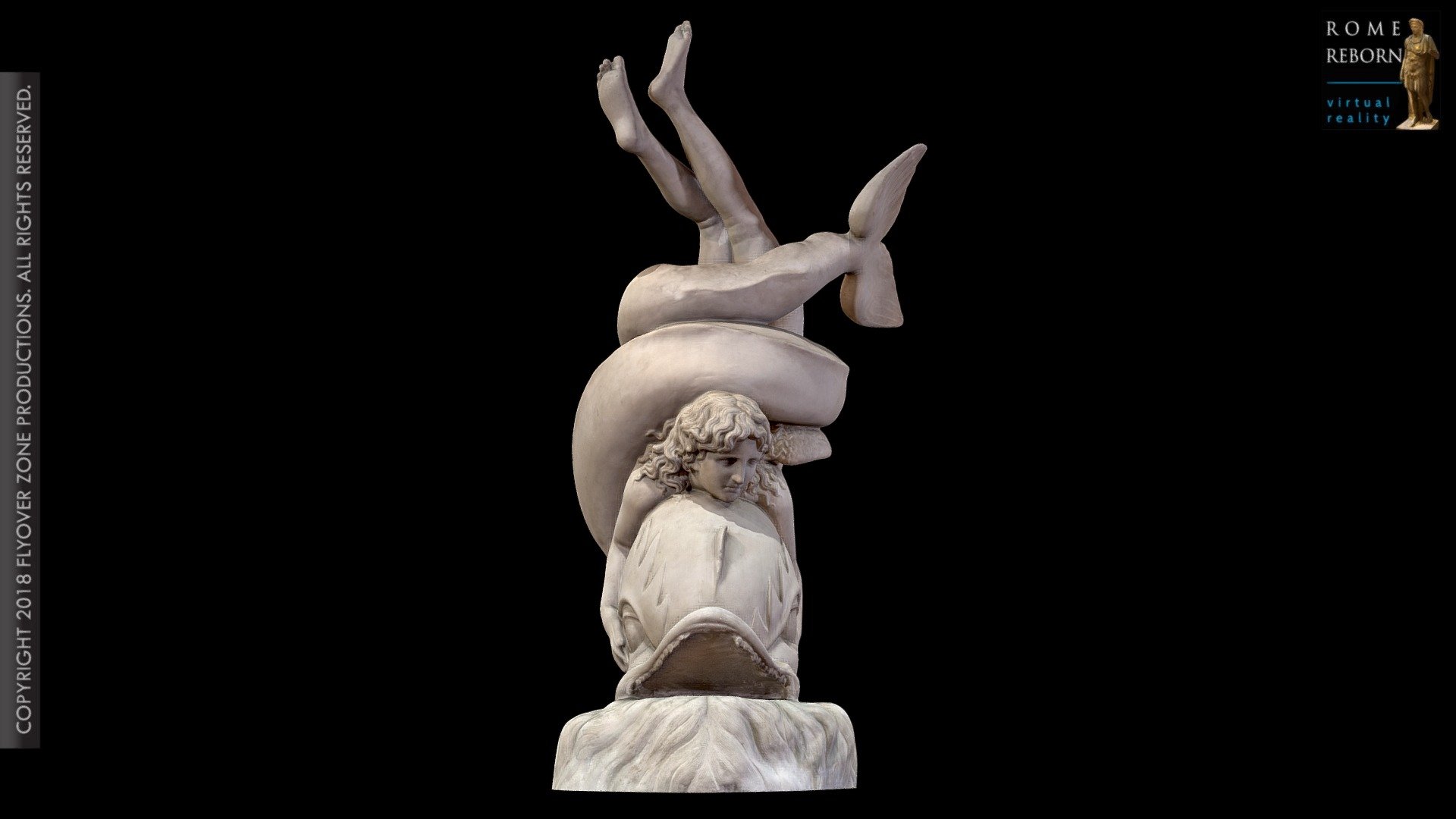 Name: Eros (Cupid) and Dolphin
Material: Cast (plaster of Paris)
Format: Statue Group
Museum: By permission of the Slater Memorial Museum, Norwich
Museum inventory number: 26
Museum of original: National Museum of Archaeology, Naples
Photographer/Modeler: Carter Conaway
Copyright 2020 Flyover Zone Productions. All rights reserved.
 - Eros (Cupid) and Dolphin - 3D model by Flyover Zone (@FlyoverZone) 3d model