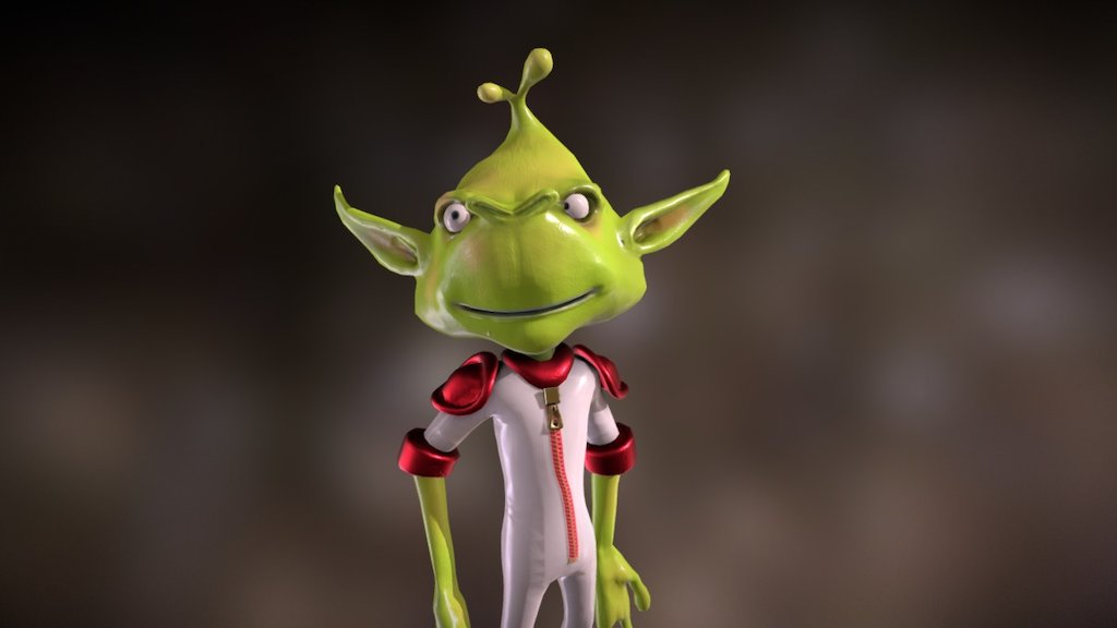 This is a quick and basic character I made as practice at making game and animation ready characters.

It's based on this old drawing of mine: http://www.spikedmcgrath.com/blog/wp-content/uploads/2016/09/Alien_Ref.jpg - Alien Captain - 3D model by Tom McGrath (@TomMcGrath) 3d model