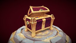 Sandy Treasure Chest chest, desert, painted, sand, treasure, box, dmu, golden, sandy, handpainted, lowpoly, low, poly, gold
