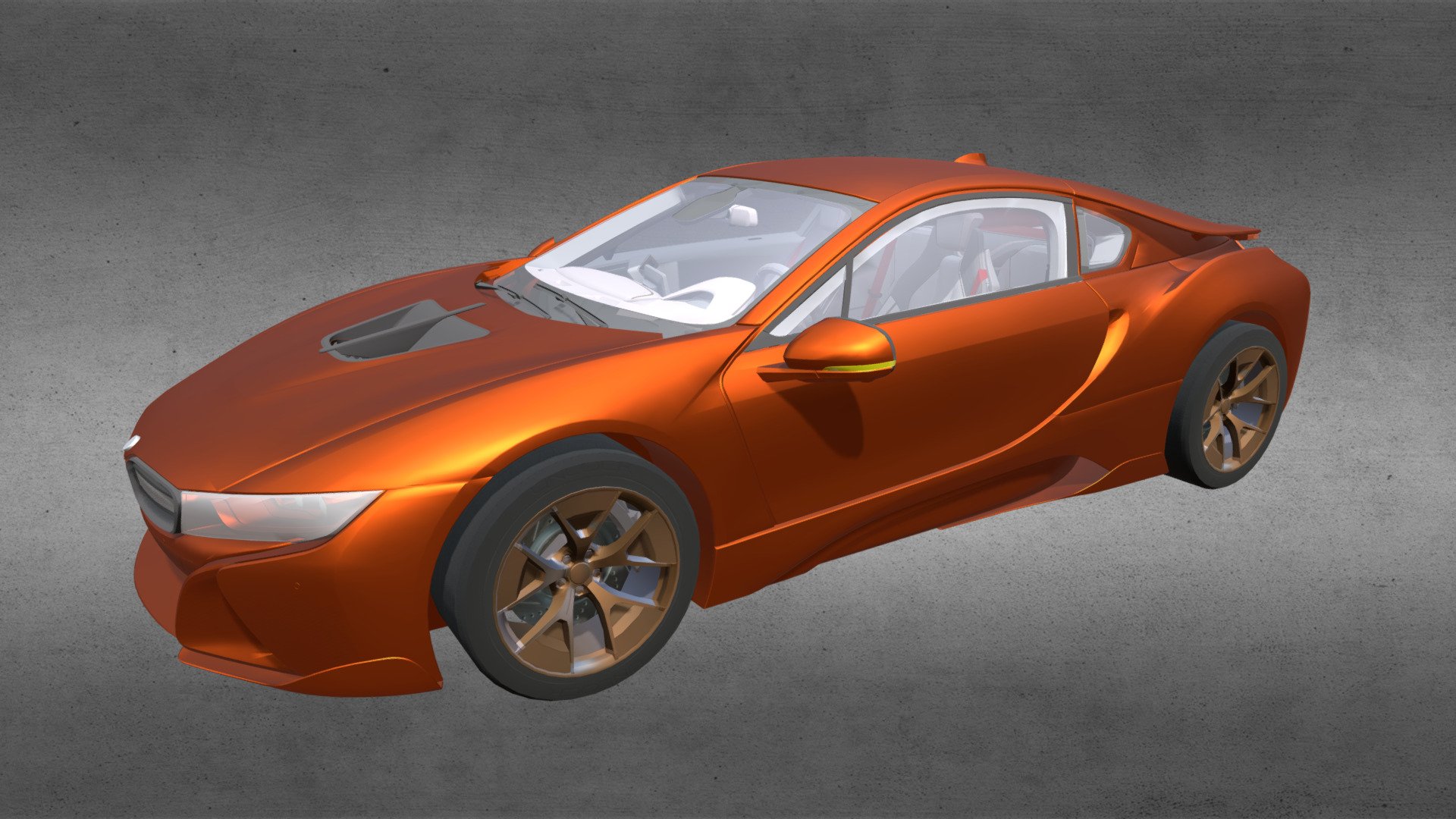 Take your characters out for a drive in this new sports car.

Product Features:




Has an interior cabin, which can be seen through the windows.

Includes group information, which your software should interpret as separate parts: All 4 wheels, Steering wheel, Left and right doors, Trunk, Left and right seats.

Includes logically named materials, such as BodyMetal, Tires, Headlight Glass, and more. This makes it very easy to recolor the model.

Textures:




The model includes basic UV mapping.

Model created by Moscowich80 and sold here with permission.
Moscowich80 is an artist based out of Kyiv, Ukraine 3d model