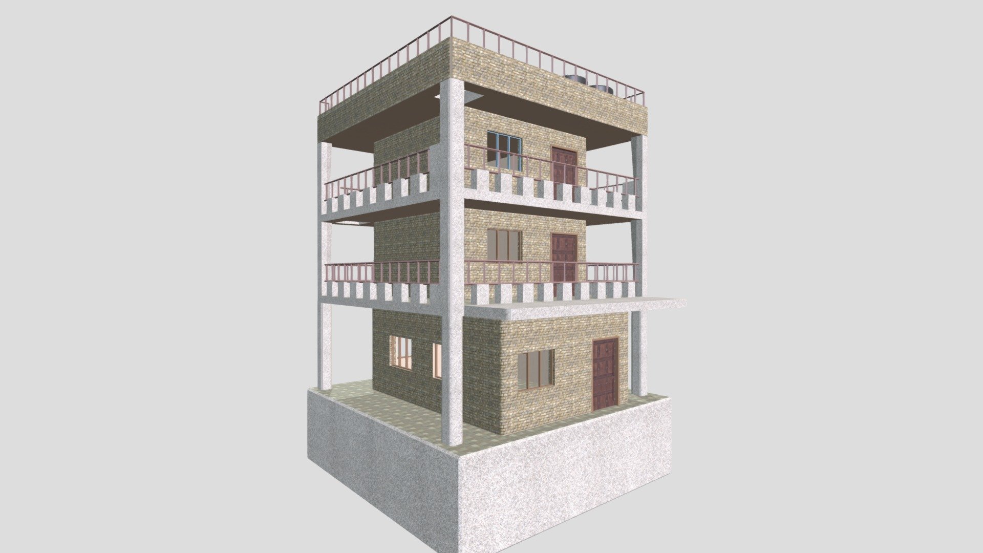Simple Low Poly Building India house made with Blender 3D for GODOT Game Engine - Indian House Low Poly for Game. 3D Building - 3D model by shantidas 3d model