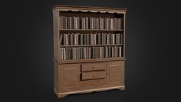 Antique Bookcase with Cabinets office, victorian, library, vintage, study, unreal, books, antique, draw, vr, bookcase, realistic, cabinet, old, kitchen, game-ready, game-asset, victorian-furniture, unity, low-poly, game, blender, pbr, substance-painter
