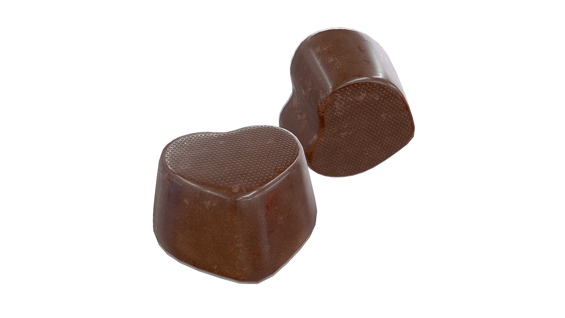 Geometry:
- Units: Centimeters
- Polygons: 1024
- Vertex: 1028
- Triangles: 0
- Quads: 1024
- Ngons: 0
- Vertex with more than 5 edges: 0

Object:
- Dimension mm: 67mm x 33mm x 34mm
- Dimension inches: 2.65' x 1.31' x 1.33'
- Model parts: 2
- Material count: 1
- XForm: Yes
- BoxTrick: Yes - Heart shaped chocolate - 3D model by HQ3DMOD (@AivisAstics) 3d model