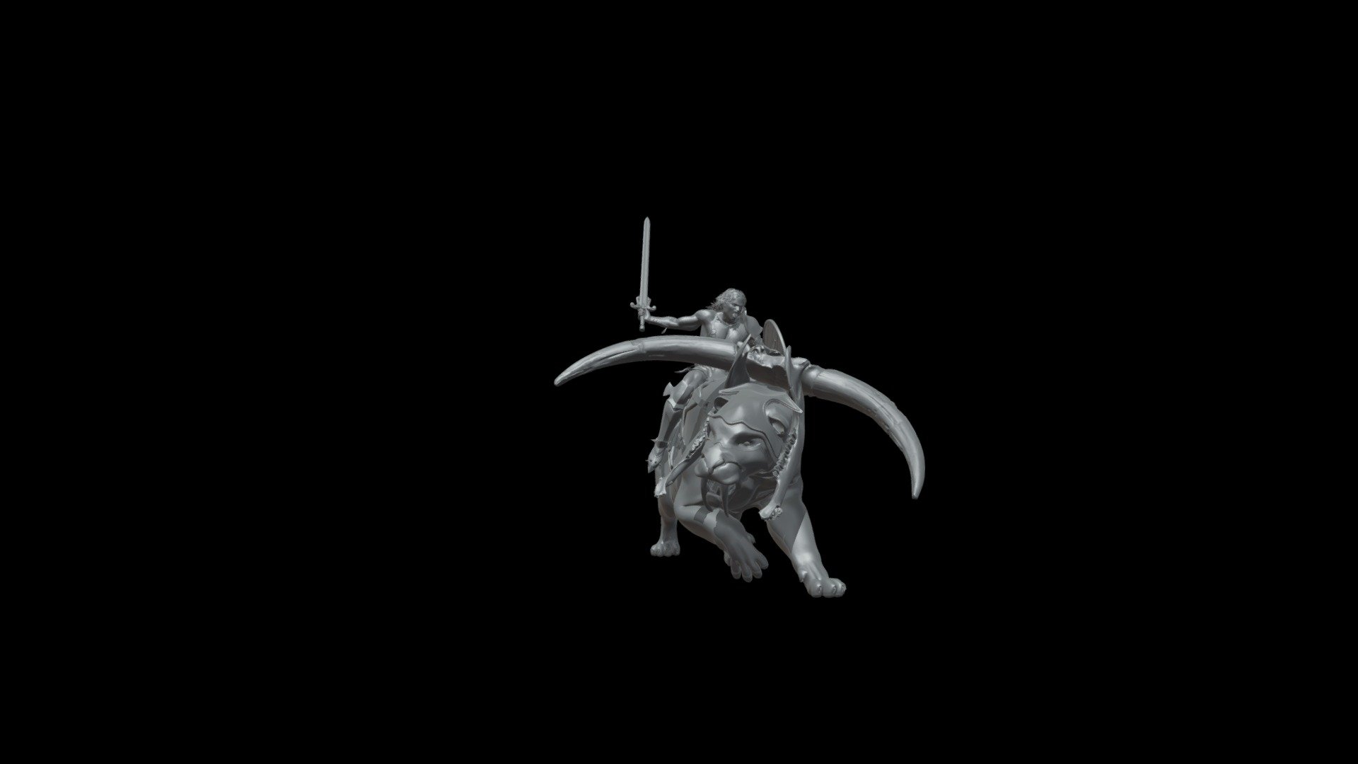 Modelo realizado a partir de Daz y remodelado en Zbrush. Versión personal del mítico He-Man montado a lomos de su temible Battle Cat - He-man - 3D model by pablogarciatomas 3d model