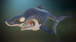 Shark shark, sculpt, toon, underwater, cartoony, creatue, maya, cartoon, 3d, zbrush, digital, stylized