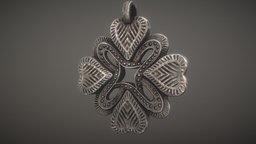 Shamrock Heart Pendant (lowpoly) pendant, shamrock, asset, lowpoly