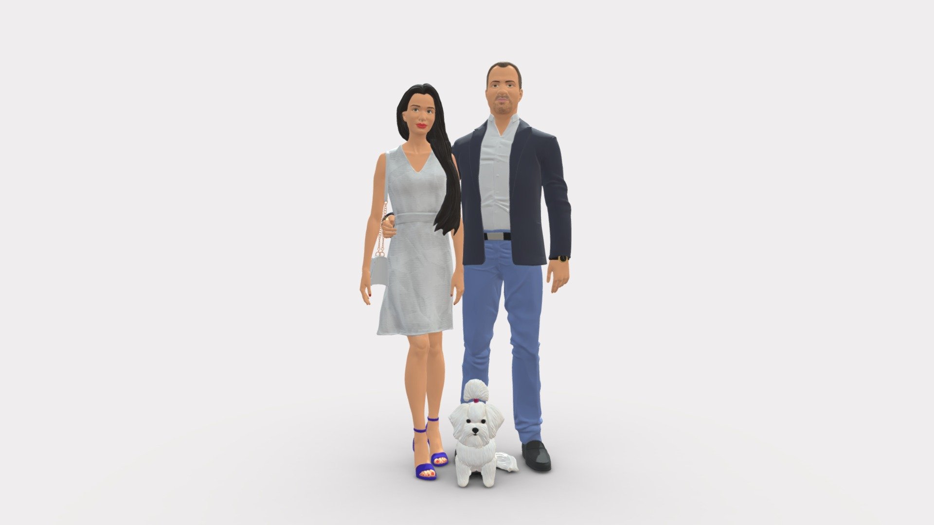 We provide unique 3d scanned models with realistic proportions for closeup and medium-distance views in artworks, paintings and classes. As well as architectural visualization projects.

Main features:




high-end realistic 3d scanned model;

realistic proportions;

highest quality;

low price;

saves you time for more time in landscaping and interiors visualization.

FEATURES 




3d scanned model 

Extremely clean

Edge Loops based

smoothable

symmetrical

professional quality UV map

high level of detail

high resolution textures

real-world scale

system unit: cm

TEXTURES 




Textural Resolution: 4096 x 4096

Color Map

The model is suitable for stereolithography 3d printing 

The model is also ready for fullcolour 3d printing - Couple With Dog 1123 - Buy Royalty Free 3D model by 3DFarm 3d model