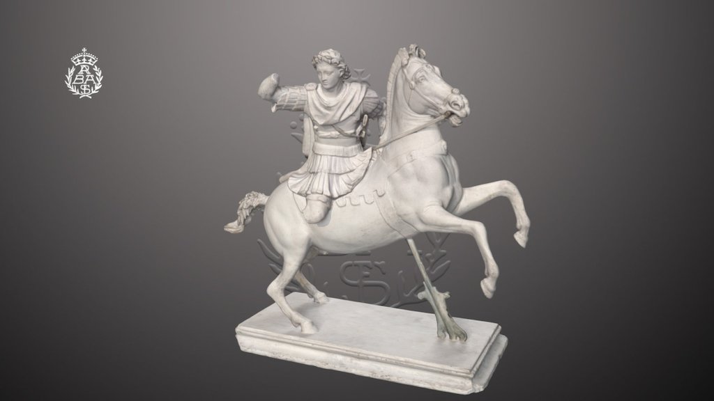 Alejandro Magno     

Antonio Reder    

Original de bronce  encontrado en 1761 en las inmediaciones del teatro de herculano. Las circunstancias de su descubrimiento las explica tanucci en una de sus cartas a Carlos III. Es la única pieza hallada tras el regreso del rey a España, y el único yeso que está firmado por su autor.      

Inv. V-255 - Alejandro Magno ecuestre V-255 - 3D model by Real Academia de Bellas Artes de San Fernando (@rabasf) 3d model