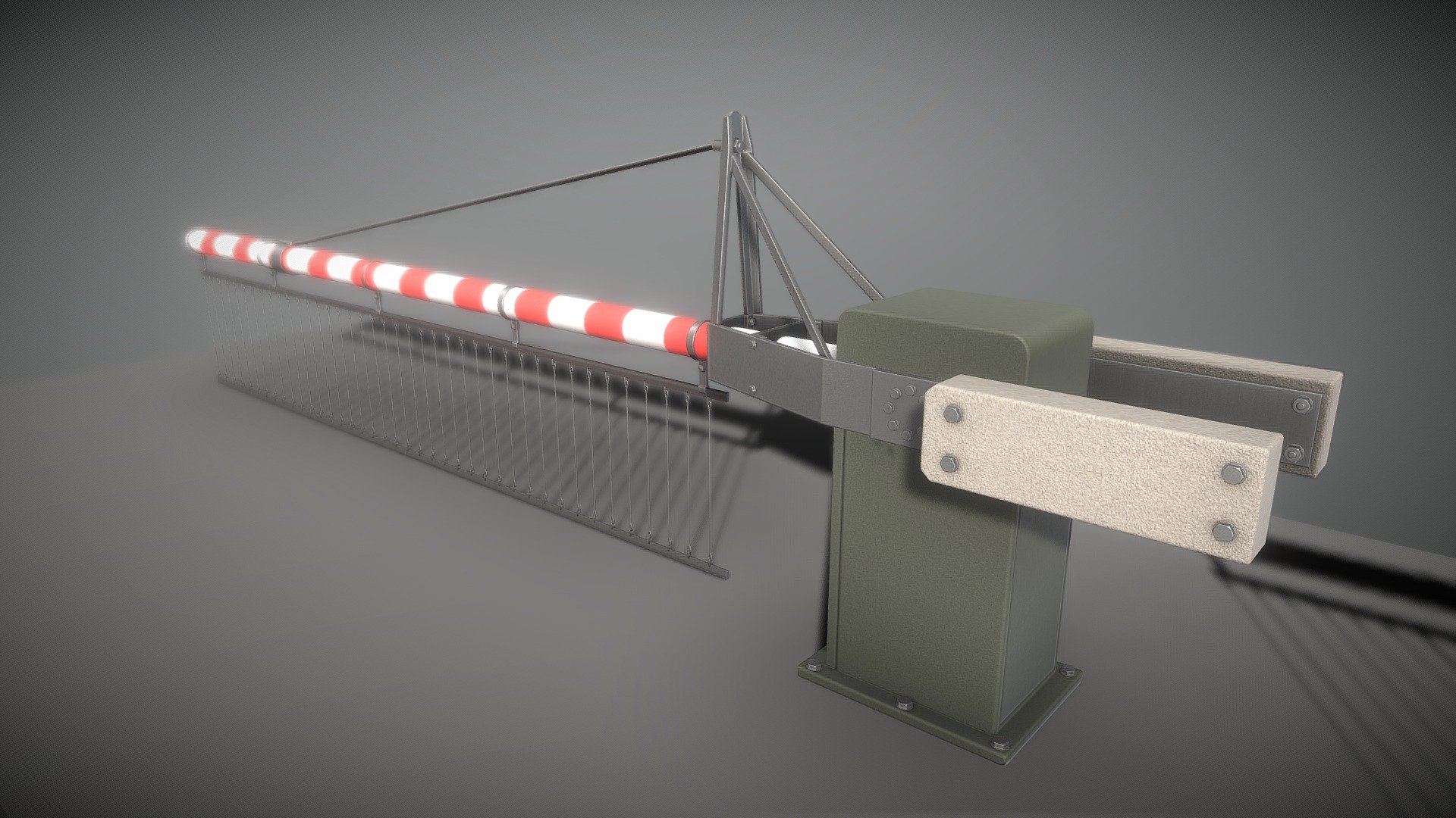 The pbr-textured low-poly version of the railroad barrier with a range of 4 meters and protective grid.
Also included are two non-animated versions,  open and closed.


All railroad barriers in one overview.


Bahnschranken Version mit Reichweite 4 Meter, low-poly und animiert mit Schutzgitter.
Der Download enthält auch zwei nicht animierte Versionen, eine mit offener und eine mit geschlossener Schranke.


Alle low-poly Bahnschranken.



Name - Low-Poly_Railroad_Barrier_4m_Grid_Animated 
Dimensions - 5.670m x 0.784m x 2.165m
Polygons = 26618



Name - Low-Poly_Railroad_Barrier_4m_Grid_Closed 
Dimensions -  5.670m x 0.784m x 2.165m
Polygons = 26618



Name - Low-Poly_Railroad_Barrier_4m_Grid_Open 
Dimensions - 1.067m x 0.784m x 6.261m
Polygons = 26618


Modeled , textured and animated by 3DHaupt in Blender-2.91 - Low-Poly Railroad Barrier 4m Protective Grid - Buy Royalty Free 3D model by VIS-All-3D (@VIS-All) 3d model