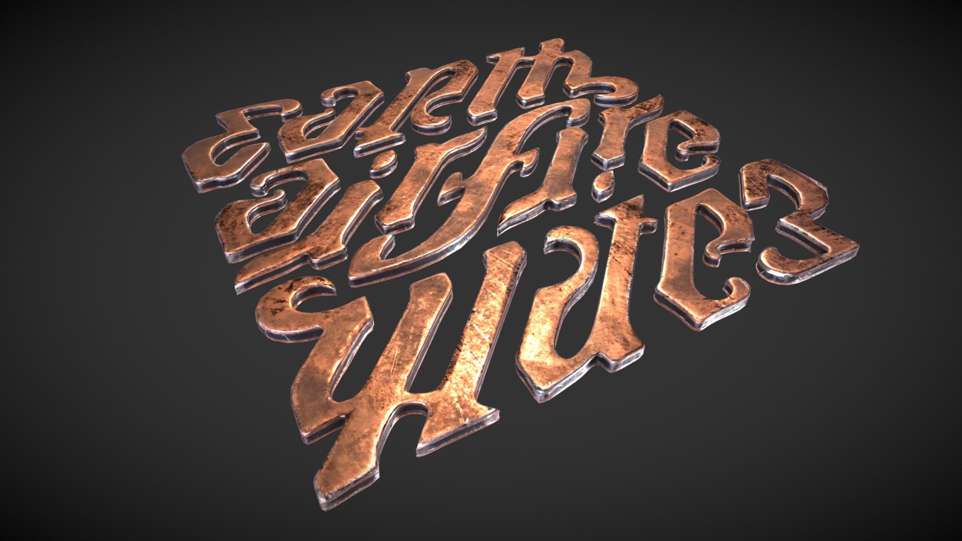 All in One Material 2k - Air ,Heart, Fire, Water Ambigramma - (Can read also if rotate 180......) - Illuminati - Download Free 3D model by Francesco Coldesina (@topfrank2013) 3d model