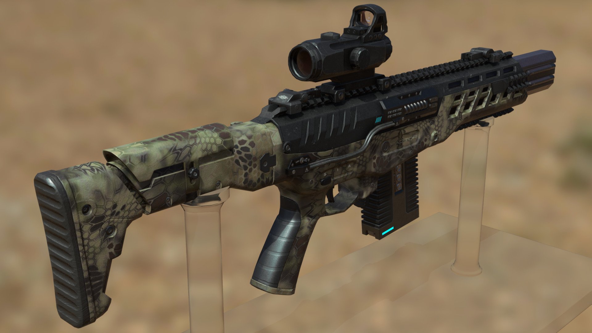 Fiction modular rifle, upgraded for firing with electric charges. Low-poly model.

 - Futuristic Modular Rifle - Download Free 3D model by Ramhat 3d model