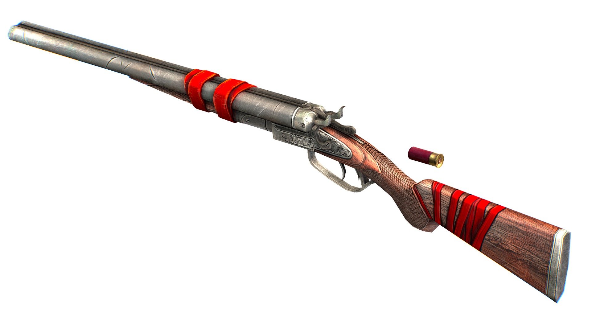 Double Barrel Shotgun  1  LowPoly model -1024x1024 textures, 3dsMaya file included 3d model