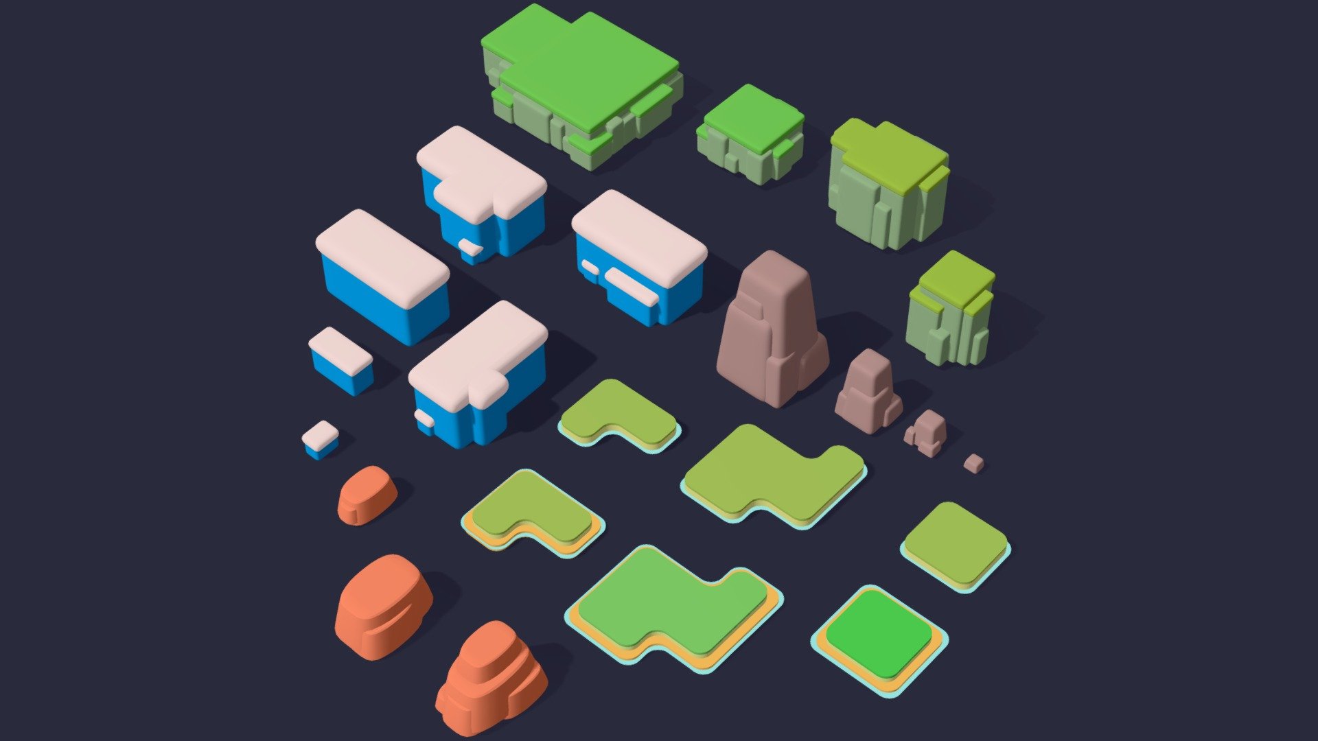 This package comes with  high-quality 23 terrain part models, each available in three different file formats: Blend, FBX, and OBJ. 

These versatile models can be easily imported into a variety of 3D software programs and are perfect for use in a range of creative projects.

you have the flexibility to choose the file format that best fits your needs and workflow 3d model