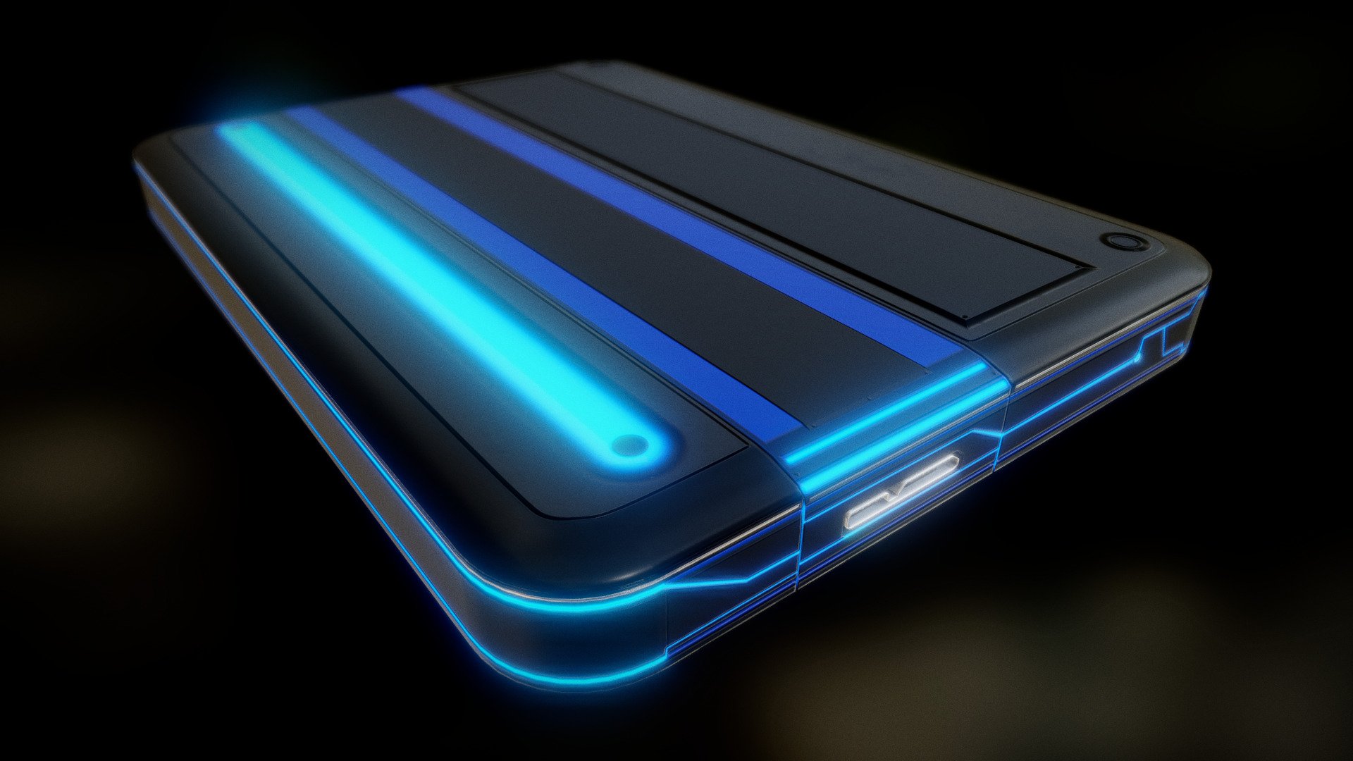 Here is the low-poly version of my external hard drive with futuristic looking pbr-textures.

From my 3d office stuff collection:




https://www.youtube.com/playlist?list=PLzTHXy3TfYW2tJou8_sSBL3Nyl2Iu-QrV

https://sketchfab.com/dennish2010/collections/office-stuff-collection

3d-modeled in Blender-2.7x, for painting the pbr textures I used 3D-Coat:




https://www.blender.org/

https://3dcoat.com
 - External HDD Futuristic Version - Buy Royalty Free 3D model by 3DHaupt (@dennish2010) 3d model