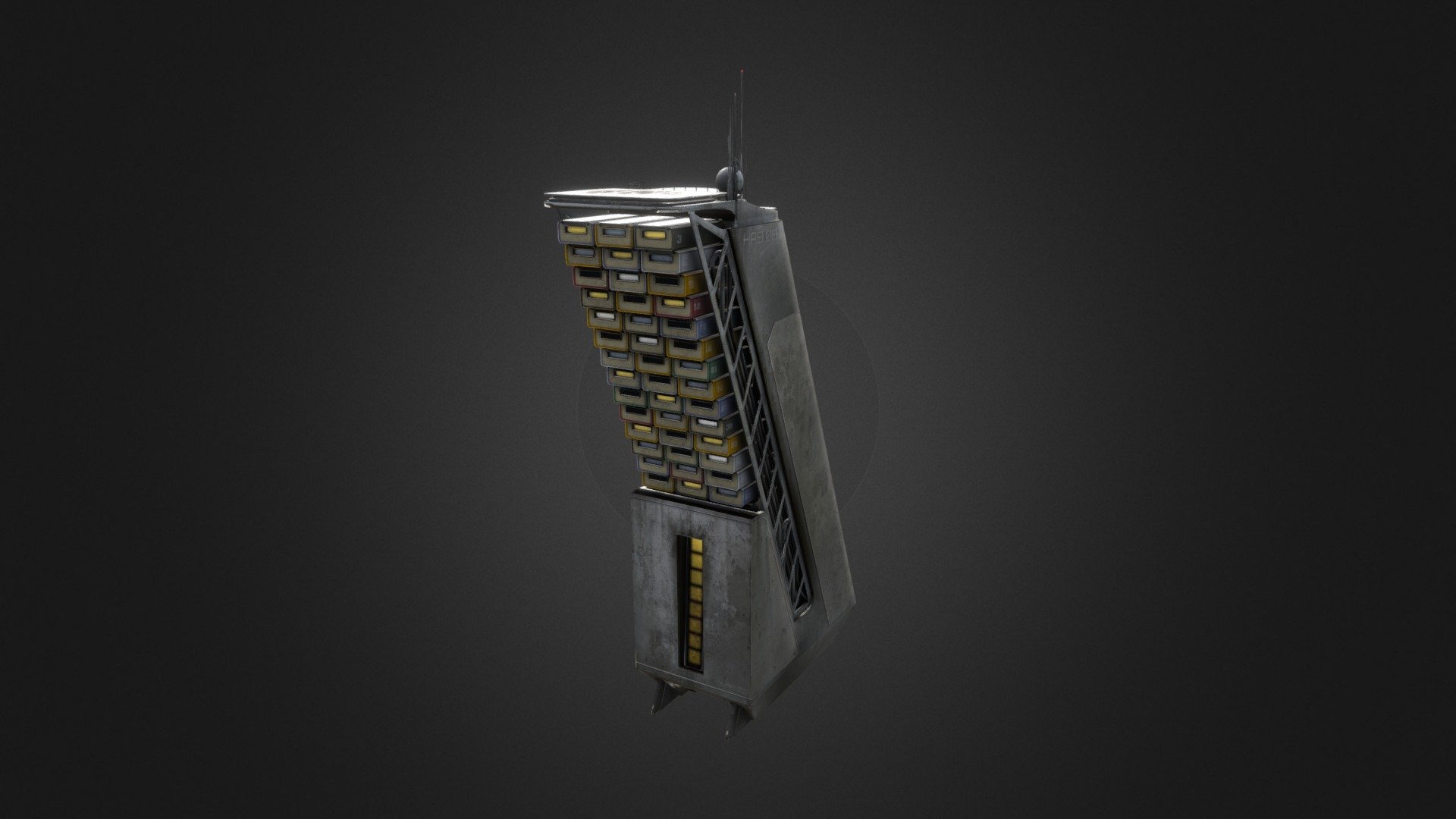 Private game asset of modular habitat placed in science fiction universe.

Software used:
Blender
Substance Painter - SciFi Habitat - 3D model by mrVIZ 3d model
