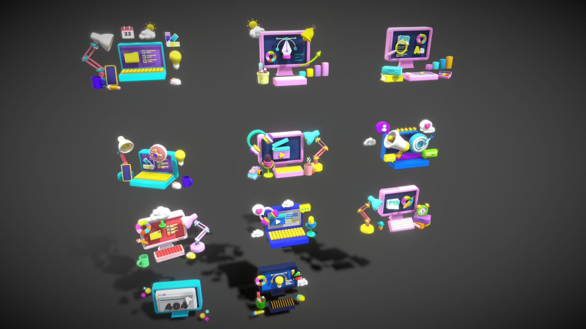 This is a mobile-friendly 3d button asset. It include 105 + buttons and icons at one resolution. 
This pack has color buttons and icons with a clean and minimalist style. It can easily customize your favorite buttons and icons.
Mesh object : 226386polys/233878 Verts/ 447180 Tris 
Texture size  : 1024/1024 - 3D Button Collections5 - Buy Royalty Free 3D model by V5 (@sakurav) 3d model