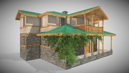 Small Cottage Local residence, unwrap, cottage-mountain, pbr, building