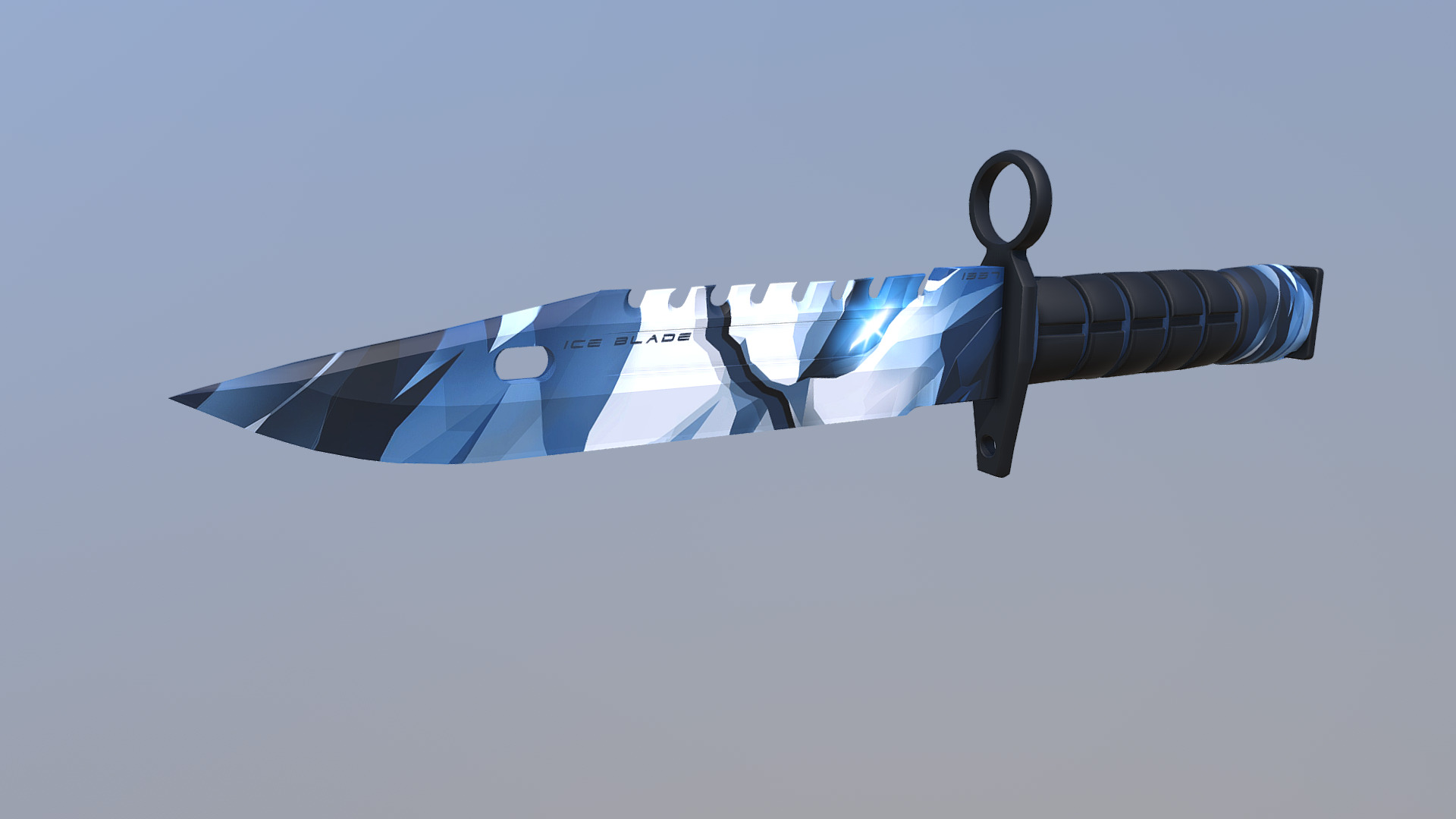 My first ever knife design,.  I might have to do more of theese =D - ICE BLADE | M9 Bayonet - 3D model by NorGlace (@glaciuscreations) 3d model