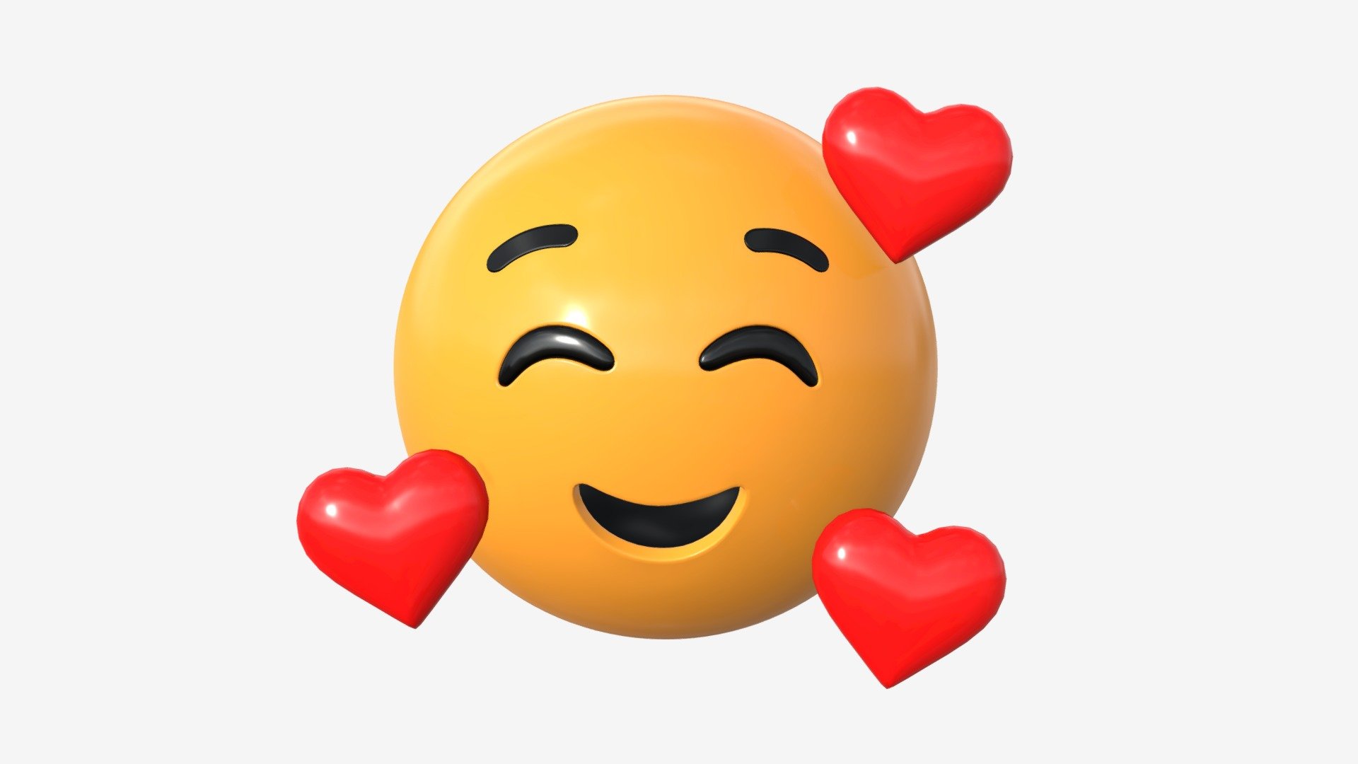 Emoji 005 Smiling with three hearts - Buy Royalty Free 3D model by HQ3DMOD (@AivisAstics) 3d model