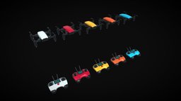 Mini Drone Set flying, drone, colorful, 3d, vehicle, lowpoly, animated, 3dmodel