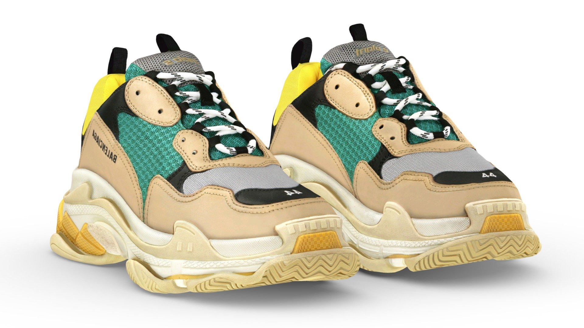 A Very Detailed shoes with High-Quality .

Fits perfect for any engine and game

The Mesh is unwrapped.

4096x4096 Texture Maps png

File Formats :

FBX .OBJ .Maya2019,Texture(png format).

This is a professional scanning agency, if there are any shoes that are not included, please let me know.

Have a nice day：） - Balenciaga Triple S Trainers - Buy Royalty Free 3D model by Vincent Page (@vincentpage) 3d model