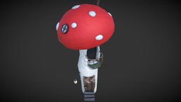 Mushroom house plant, mushroom, game-ready, pbrtextures, substancepainter, substance, low-poly, pbr, house, fantasy
