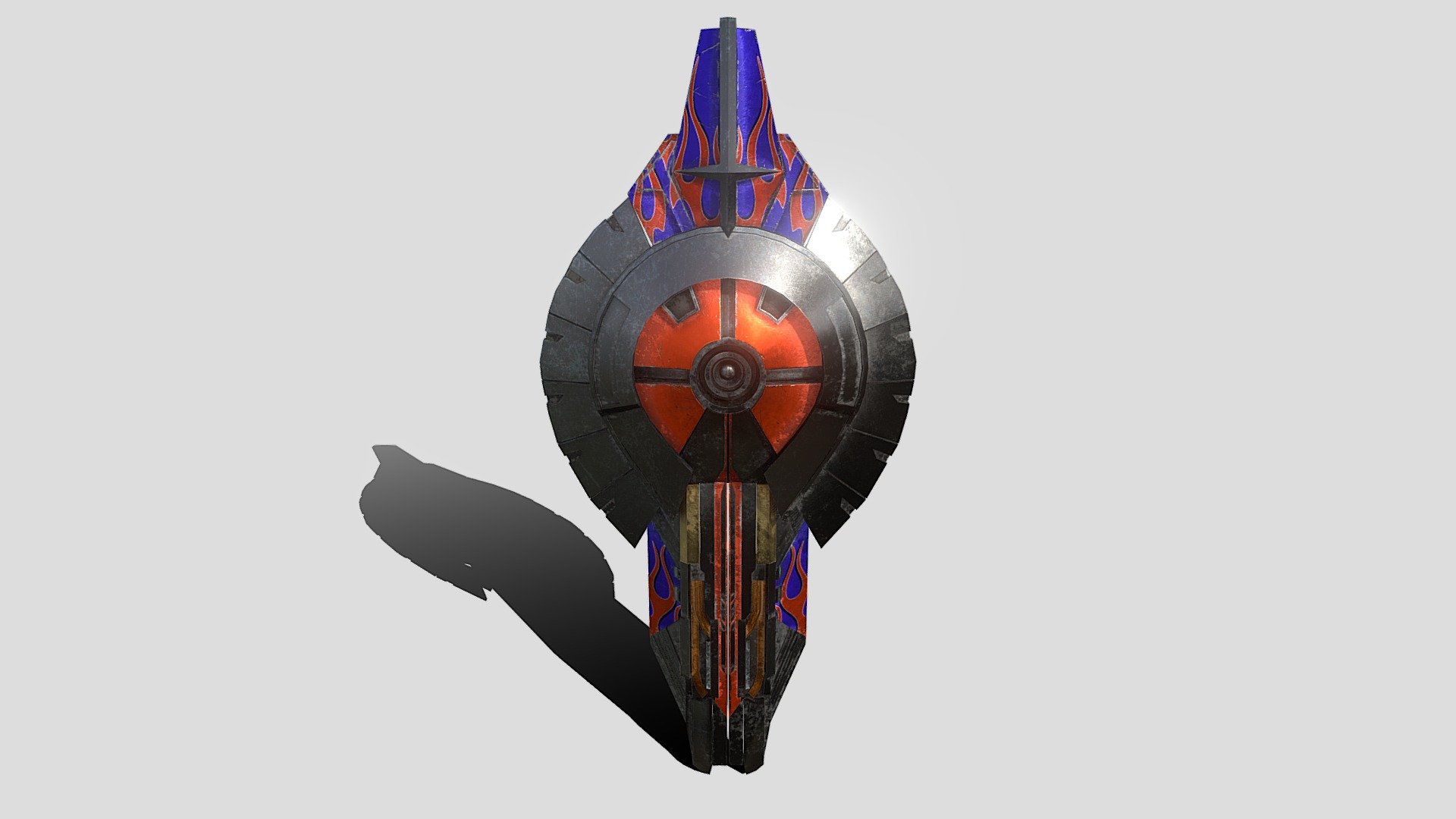 Introducing Optimus Prime's formidable shield, meticulously crafted in Blender and expertly textured in Substance Painter. Inspired by its appearance in Transformers: Age of Extinction, this 3D model embodies strength and resilience. Enhance your digital creations with the iconic symbol of protection, faithfully recreated with remarkable detail 3d model