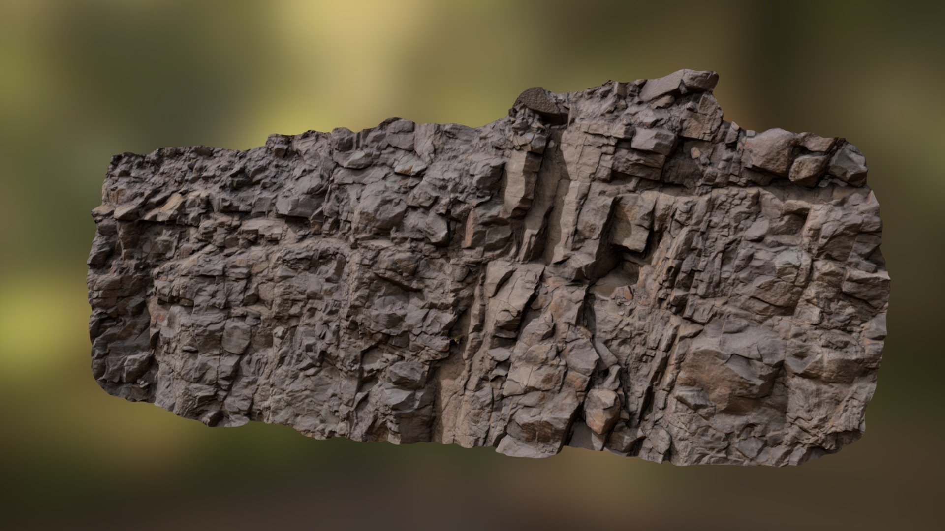 A cliff sculpted by blasting charges in a disused Australian quarry. Textures are sharp in 4k, include a Basecolor, Normal(dx format), Roughness, Height, Ambient Occlusion and Cavity. All maps have been provided in 16bit PNG as well as jpeg 3d model