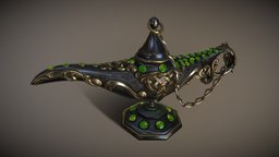 Djinn Lamp ornate, substancepainter, substance