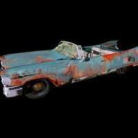 Wrecked Caddy (low poly) wreck, junk, crashed