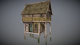 Medieval lake village lake, medieval, laguna, town, water, stilt, house