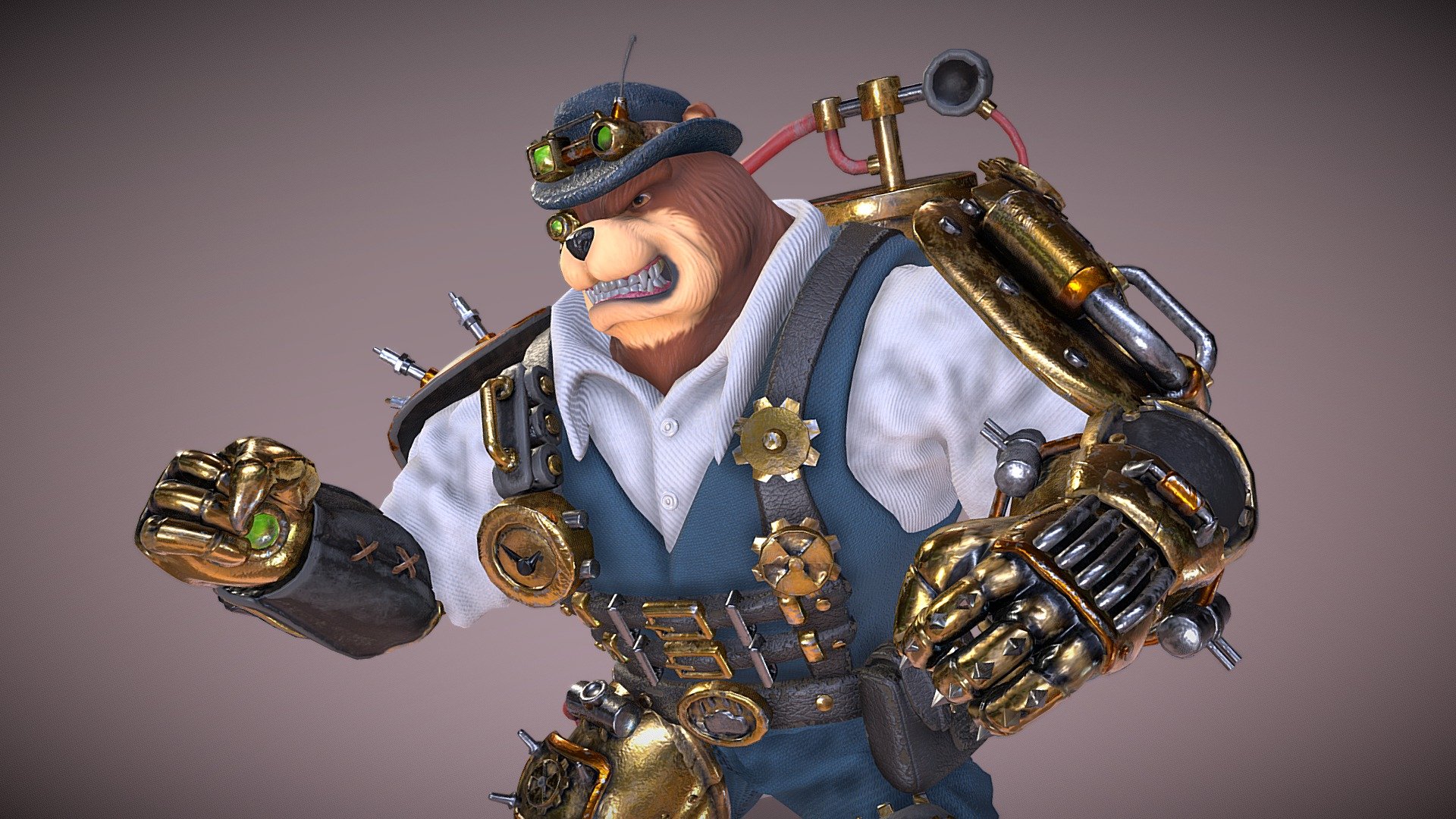 Steampunk bear character with 44 fight and movement animations, root motion and in-place.




Idle1

Idle2

Idle Aggressive1

Idle Aggressive2

Rare

Walk Backward IP/RM

Walk Forward IP/RM

Idle to Crawl

Crawl Idle

Crawl Forward IP/RM

Crawl to Idle

Idle to Stun

Stun

Stun to Idle

Idle to Crouch

Crouch Idle

Crouch Forward IP/RM

Crouch Backward IP/RM

Crouch to Idle

Idle to Run

Run IP/RM

Run to Idle

Get Hit

Get Hit Back IP/RM

Get Hit Front IP/RM

Get Hit Left IP/RM

Get Hit Right IP/RM

Death

Throw

Front Kick IP/RM

Right Hand Combo 3x 

Left Hand Energy

Both Hands Combo 3x 

Both Hands Combo 4x

Left Hummer Hook

Right Hummer Hook

Jump Kick

Kick

Seismic Wave

Right Top Elbow

Uppercut Left

Uppercut Right

Block
 - [RPG Animset] Steampunk Bear - Fight & Movement - Buy Royalty Free 3D model by TopGameAssets 3d model