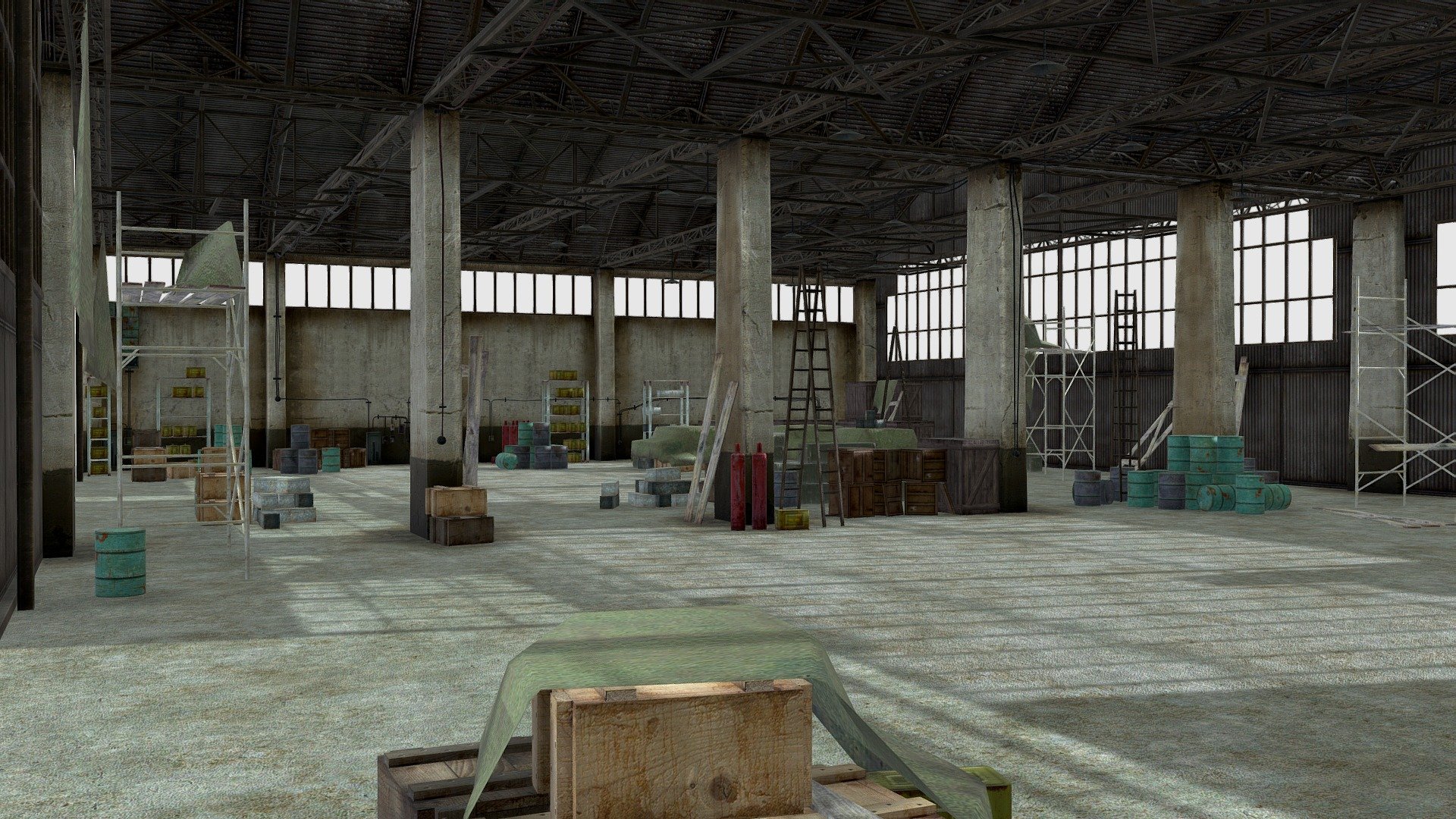 Old Garage Storage Boxes Scaffolding - 3dsMax file included - Old Garage Storage Boxes Scaffolding - Buy Royalty Free 3D model by Oleg Shuldiakov (@olegshuldiakov) 3d model