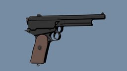 Low-Poly Mars Automatic Pistol world, mars, handgun, era, big, automatic, pistol, ww1, webley, webley-mars, low, poly, 1, gun, war