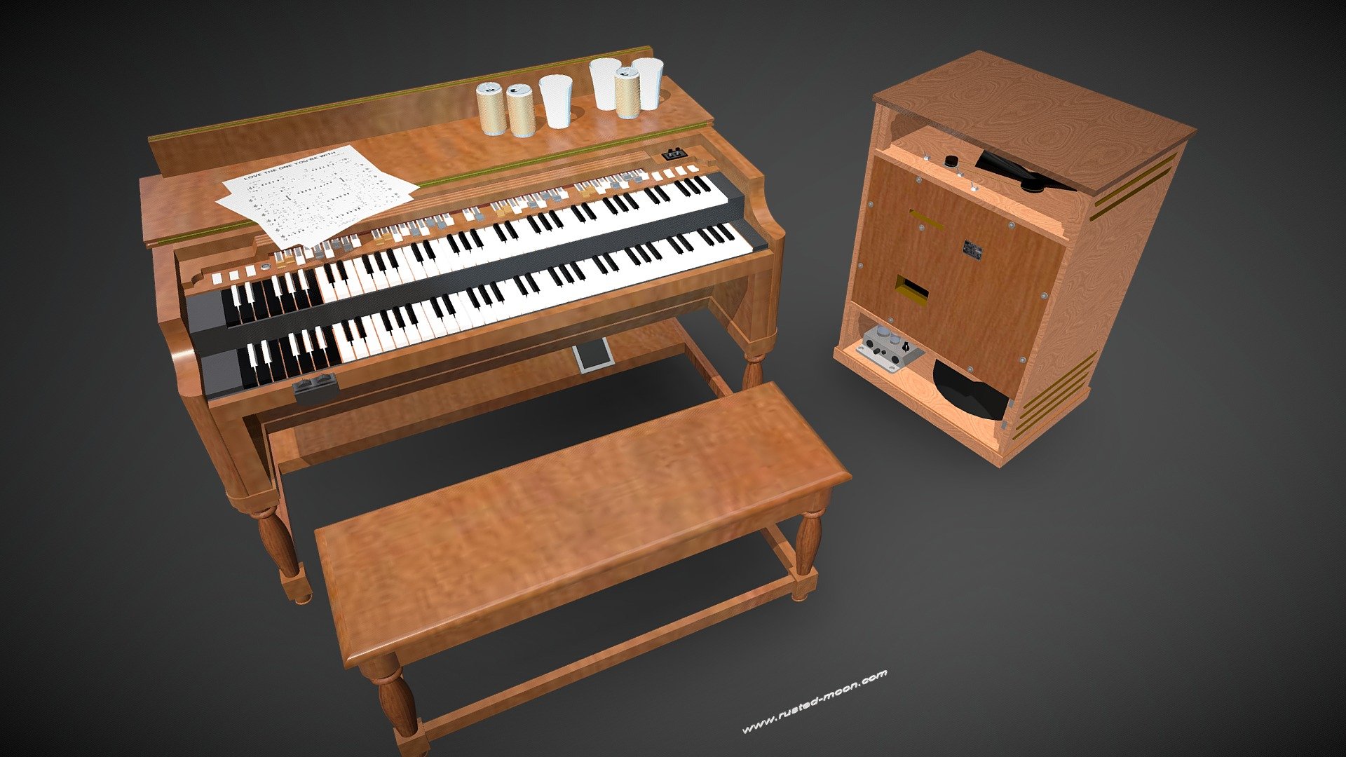 Joining CSNY Neil Young played a Hammond B3 electric organ through a Leslie 122 Speaker on a few songs. In 2008 and 2009 on Tour with The Chrome Dreams Band and the Electric Band the organ was played by Ben Keith.

More: https://www.rusted-monn.com

 - Hammond B3 & Leslie 122 Speaker - 3D model by Rusted Moon (@rusted-moon.com) 3d model