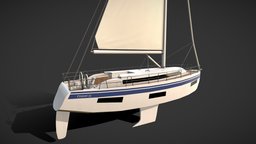 Sailing Boat Bavaria Cruiser 37 luxury, cruiser, sailing, ocean, 37, bavaria, yatch, game, lowpoly, boat
