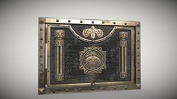Metal gate PBR low-poly 3D model gate, medieval, architectural, decorative, metal, substancepainter, substance, 3d, pbr, low, poly, model, wood, stylized, building, door