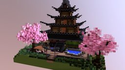 Japanese Temple mineways, minecraft