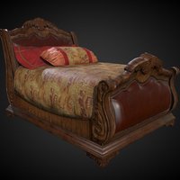 Classic bed MainShape (LOD 0: 13.536 Tris) bed, bedroom, furniture, johandark