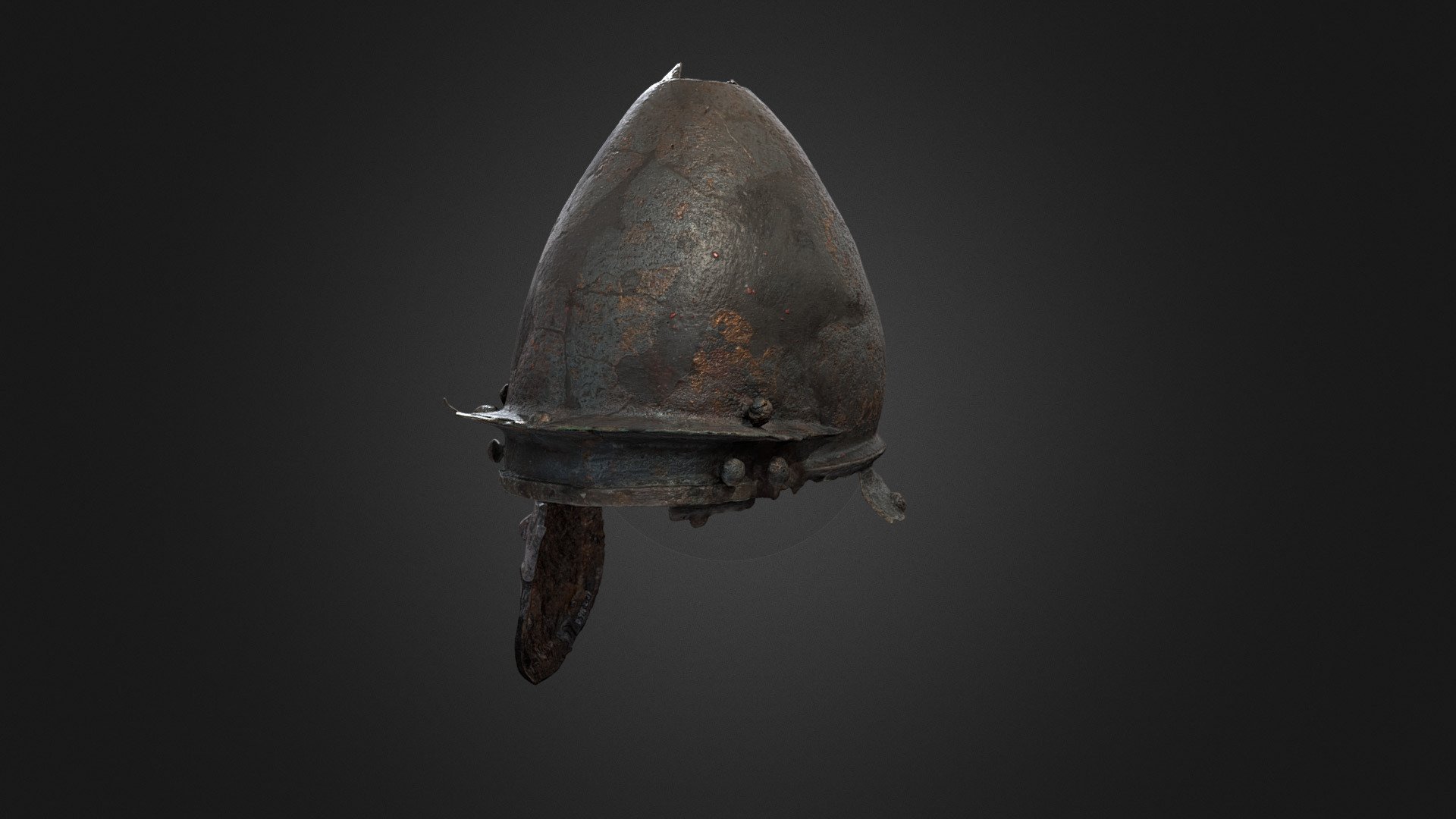 Casque en fer et bronze, Ier siècle av. J.-C., provenant de la tombe à char celte découverte à Boé (Lot-et-Garonne), en 1990.

Dimensions : H. 0.27 m - L. 0.26 m - l. 0.23 m

N° d’inventaire : D.998.2.39

Numérisation par photogrammétrie réalisée par Laura Valente et Gauthier Crespin (CC Museo) 3d model