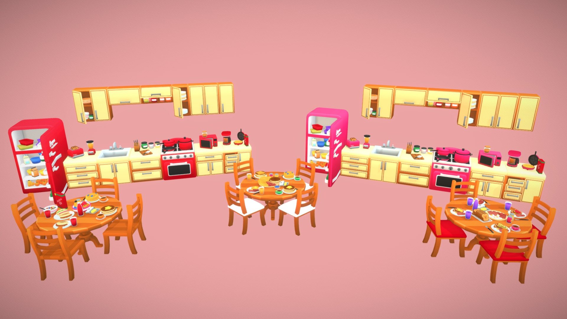 Breakfast is served.
I bring you this small pack of models for your kitchen textured using a gradient map.







The additional file download includes the source .blend file and the individual props in FBX format 3d model