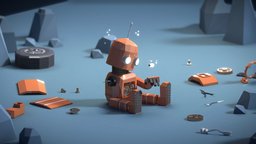 Broken b3d, firefly, broken, isomteric, 30daysofpoly, blender, lowpoly, robot
