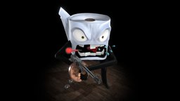 Toiletpaperface angry, vray, fight, virus, battle, tommygun, temperature, toiletpaper, substancepainter, maya, character, zbrush, gun